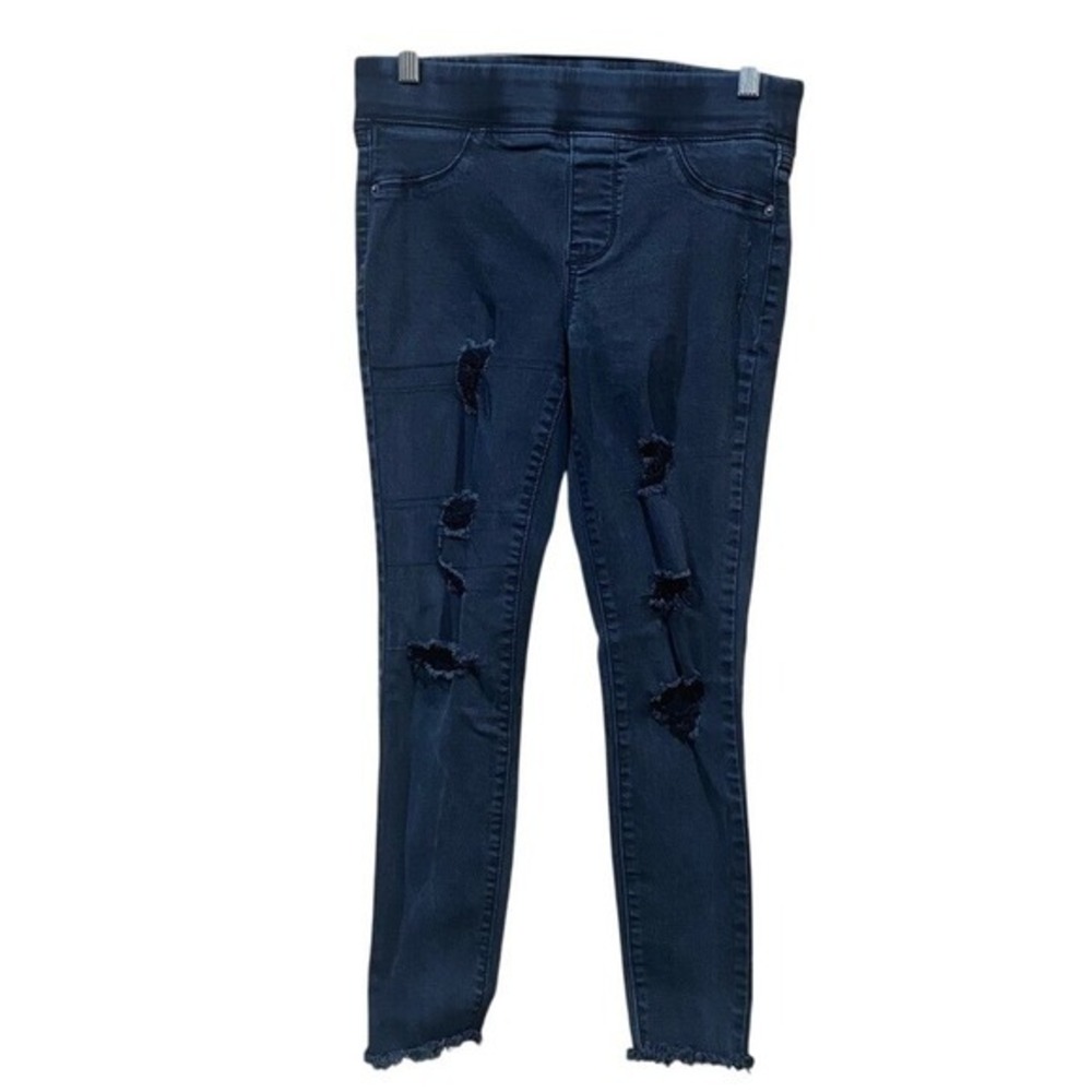 Distressed Black Wash Denim Jeggings Stretch Pull On Jeans SZ 6